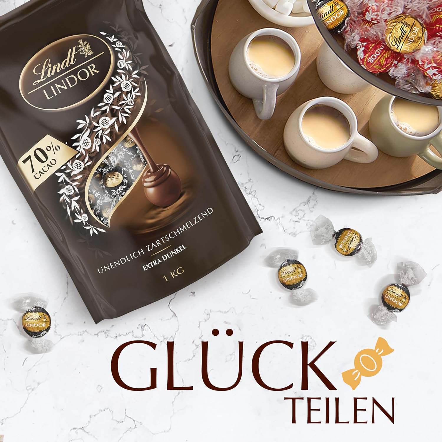 Detalle 2 de Lindt LINDOR Extra Dunkel 1 kg 🍫