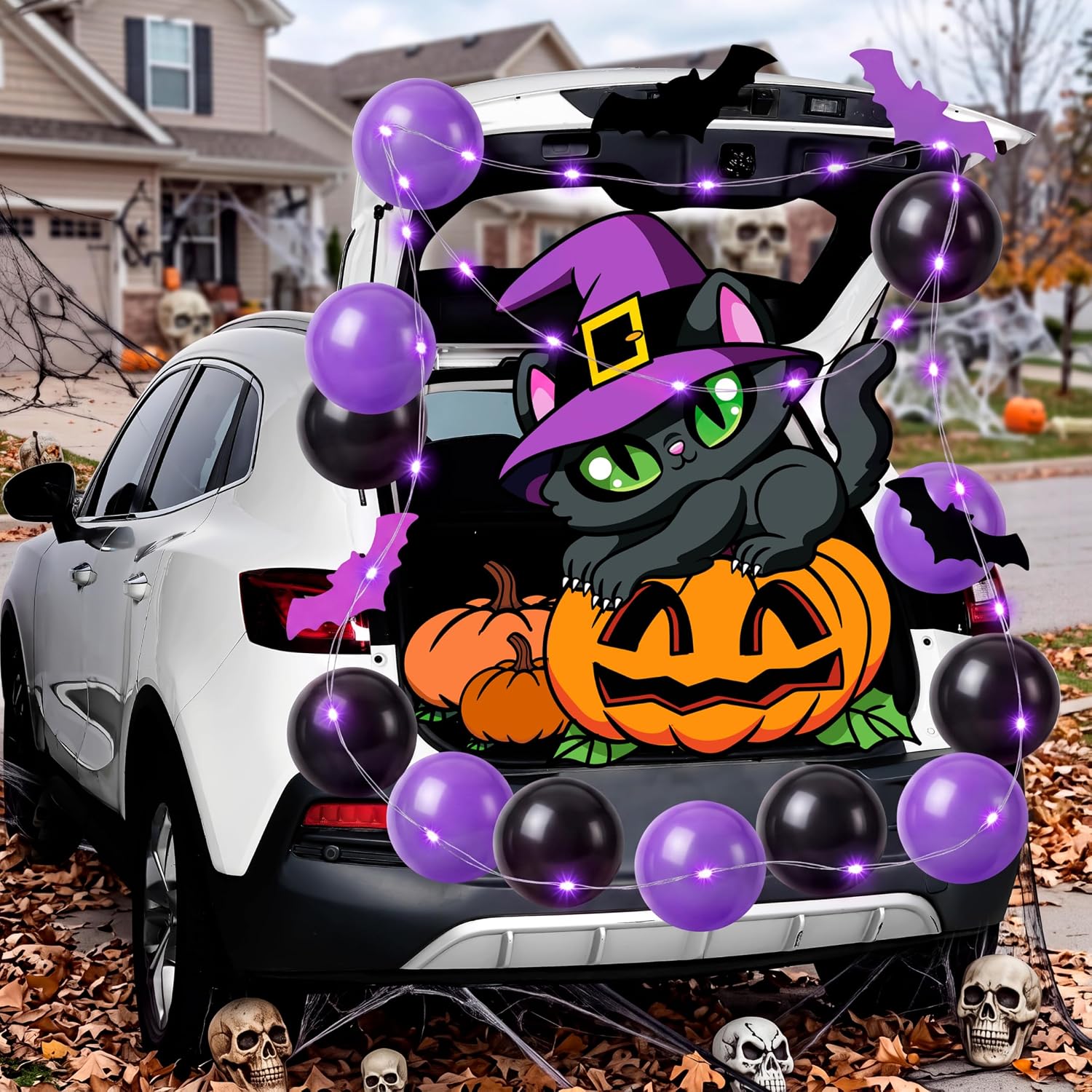 Detalle 2 de JOYIN Halloween Black Cat Trunk or Treat Car Decoration Kit with Lights