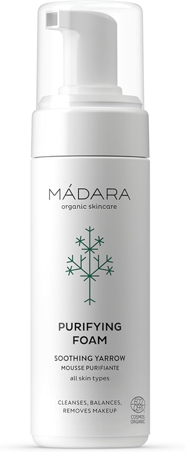 Detalle 2 de MÁDARA Organic Skincare Mousse Nettoyante Visage – 150 ml, à l'extrait d'Achillée millefeuille, vegan & Ecocert