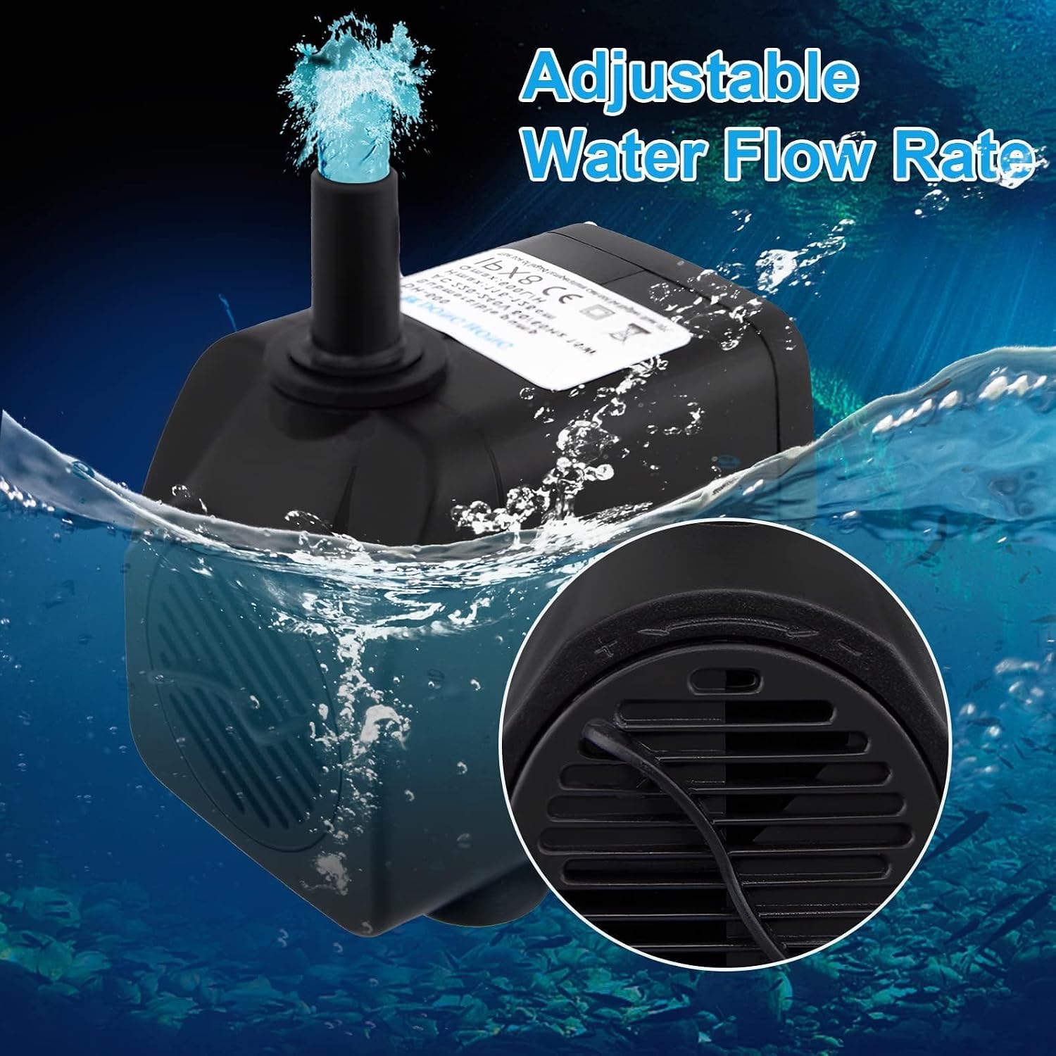 Detalle 2 de Awroutdoor Tauchpumpe 10 W (600 l/h, bis 115–125 cm) für Teich, Aquarium, Springbrunnen & Hydroponik-Systeme