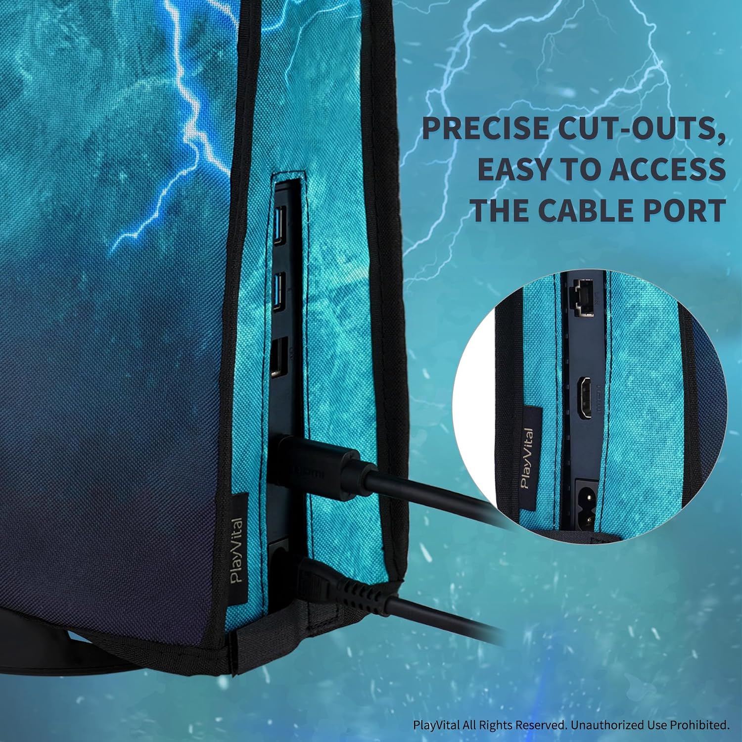 Thumbnail 4 de PlayVital Dust Cover for PS5 Console – Green Storm Thunder