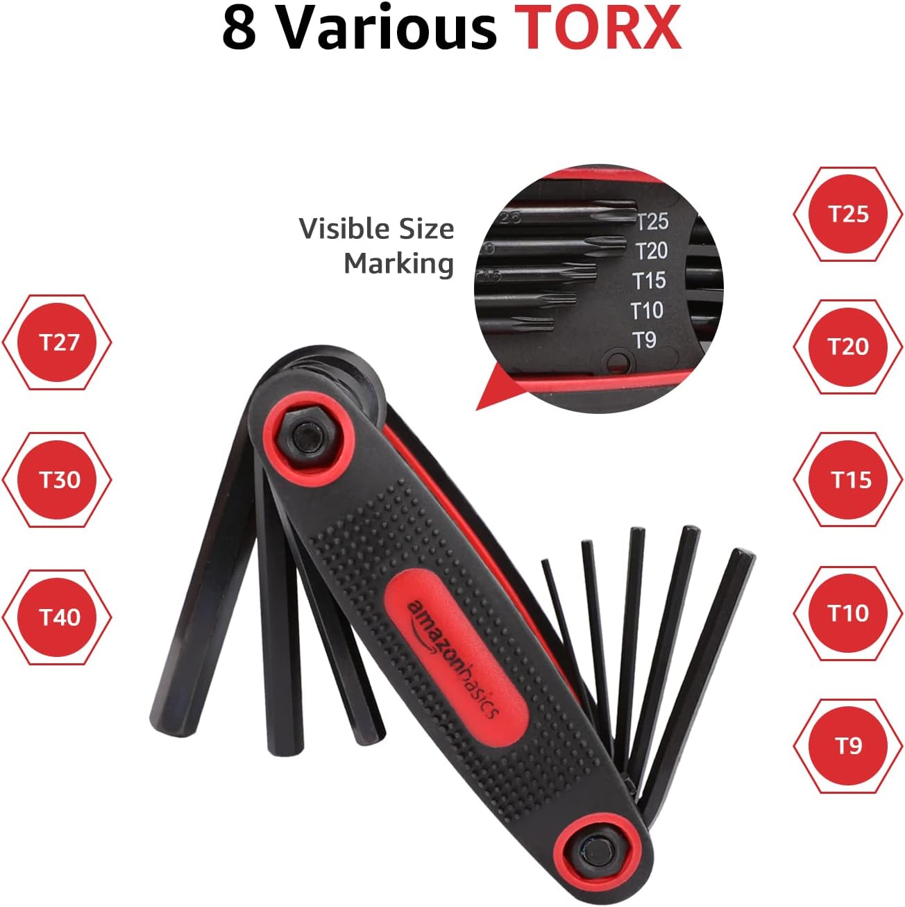 Detalle 2 de Amazon Basics Folding Hex Key Set 3-Pack 🛠