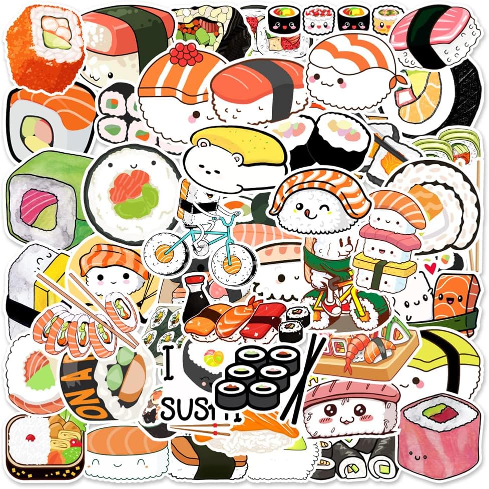 Thumbnail 4 de AUCEKO 50er Set japanische Food-Aufkleber – wasserdichte Vinyl-Sushi-Sticker für Laptop & mehr