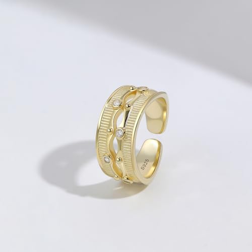 Thumbnail 4 de Meissa Gold Thumb Rings for Women: Non Tarnish, Adjustable Stackable Ring with Cubic Zirconia
