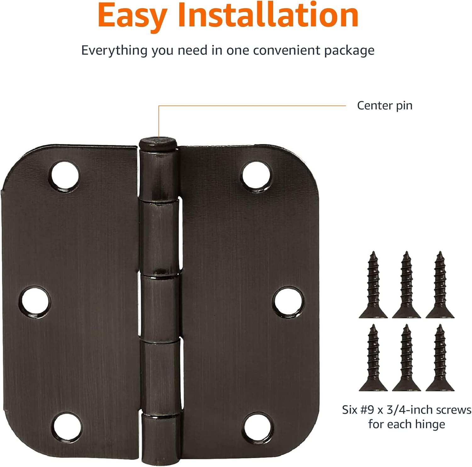 Detalle 2 de Amazon Basics Rounded Door Hinges 3.5 in 🛠