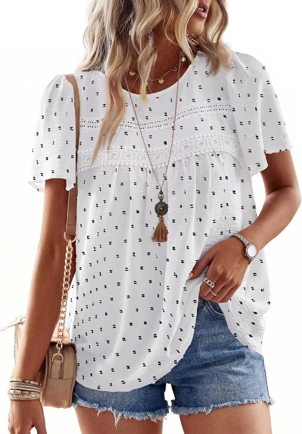 Thumbnail 6 de Falechay Boho Chic Crochet Lace Top – Lightweight Summer Crewneck Blouse