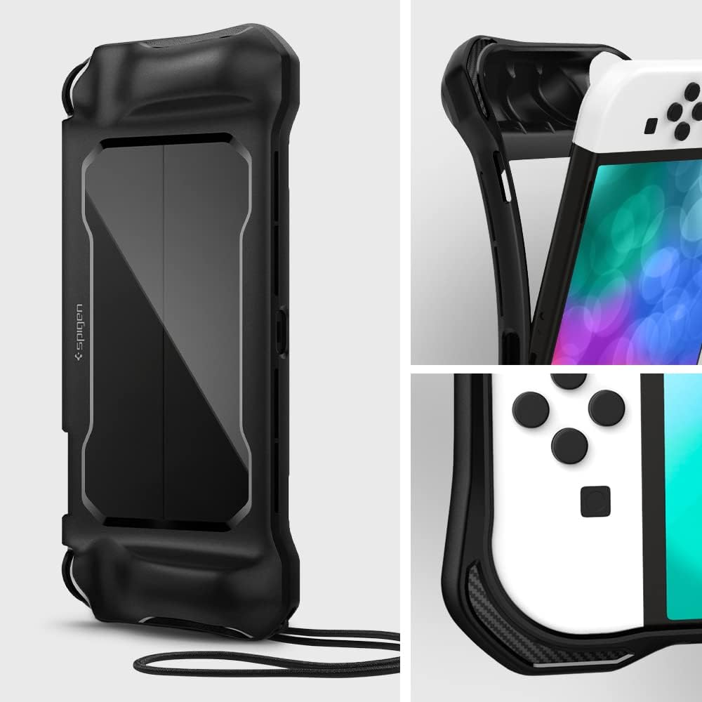 Detalle de Spigen Rugged Armor custodia rigida da viaggio per Nintendo Switch OLED (HEG-001) – Nero