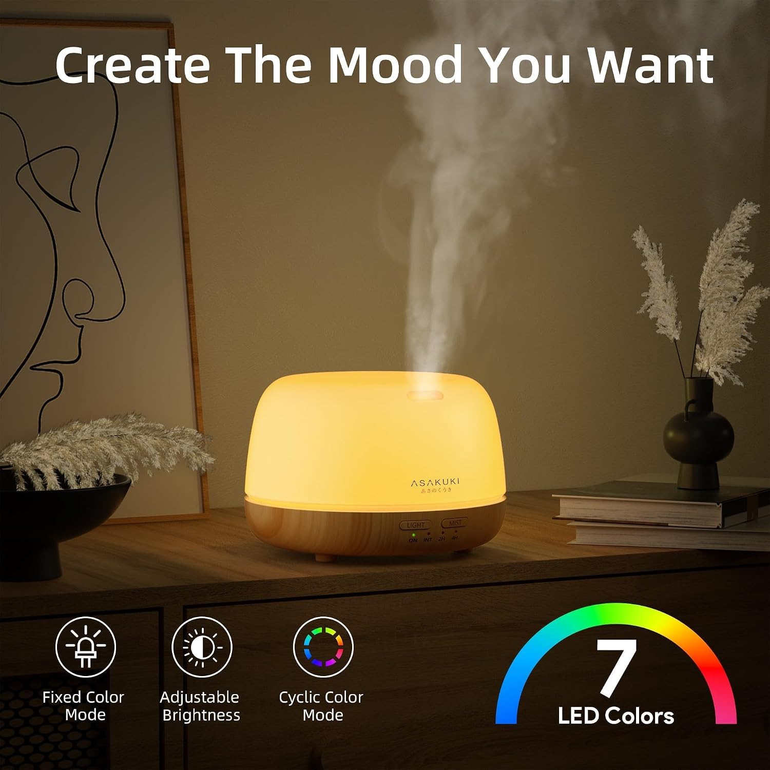 Detalle 1 de ASAKUKI 300ml Essential Oil Diffuser