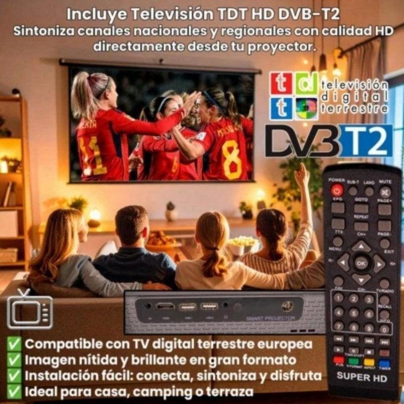 Detalle de Unicview FHD3000: Proyector FullHD 1080p de 600 lúmenes con Android TV y 300" para cine en casa y presentaciones