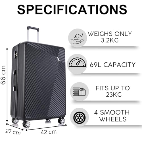 Thumbnail 1 de FLYMAX Medium Suitcase 67 Litre, 4 Wheel Lightweight ABS Travel Case