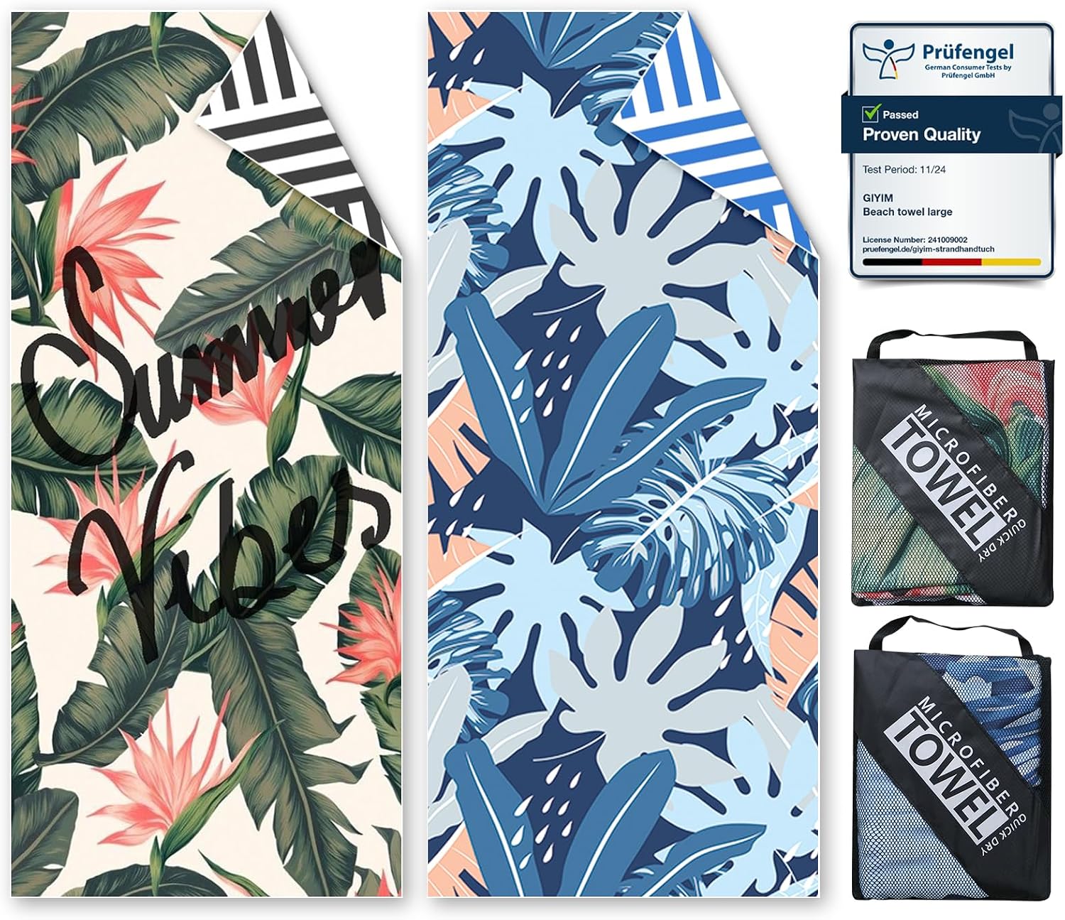 Detalle de Extra Large Beach Towels 200x90cm 2 Pack