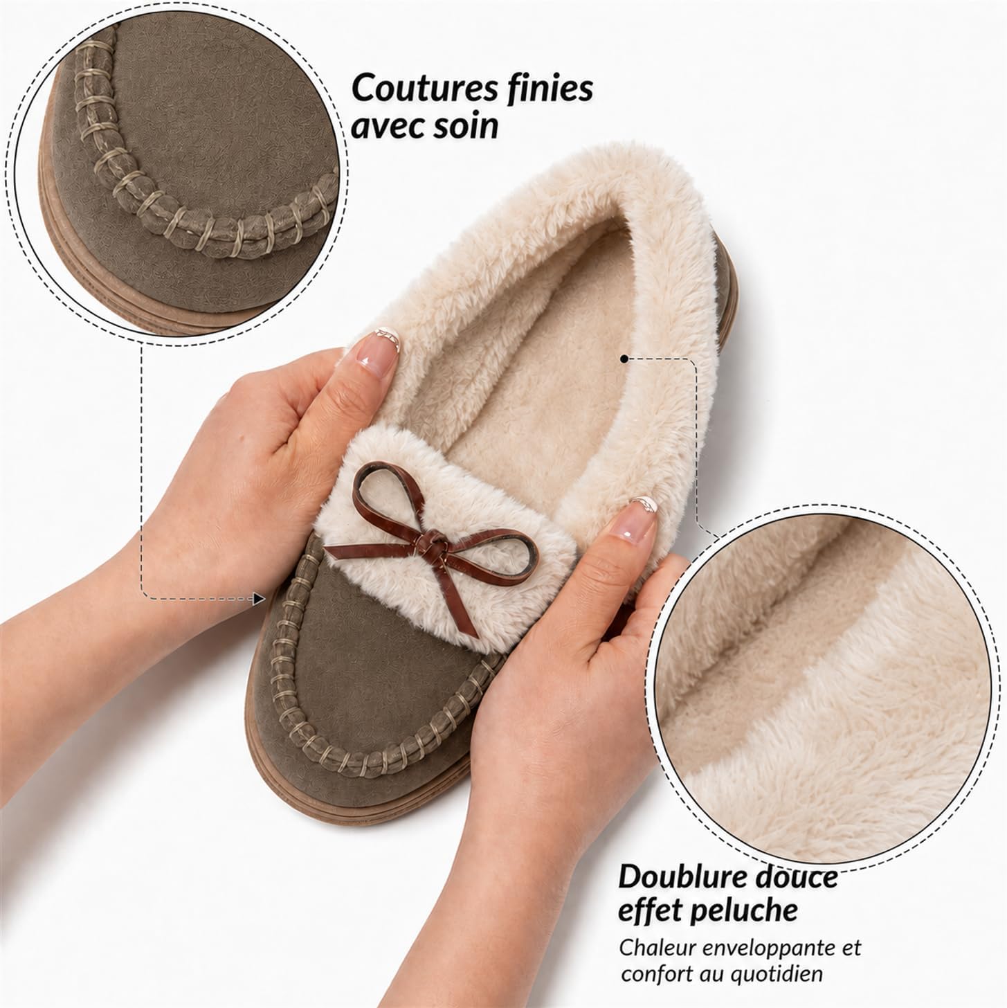 Thumbnail 4 de JOMIX damesloafers, winterpantoffels van bont voor thuis
