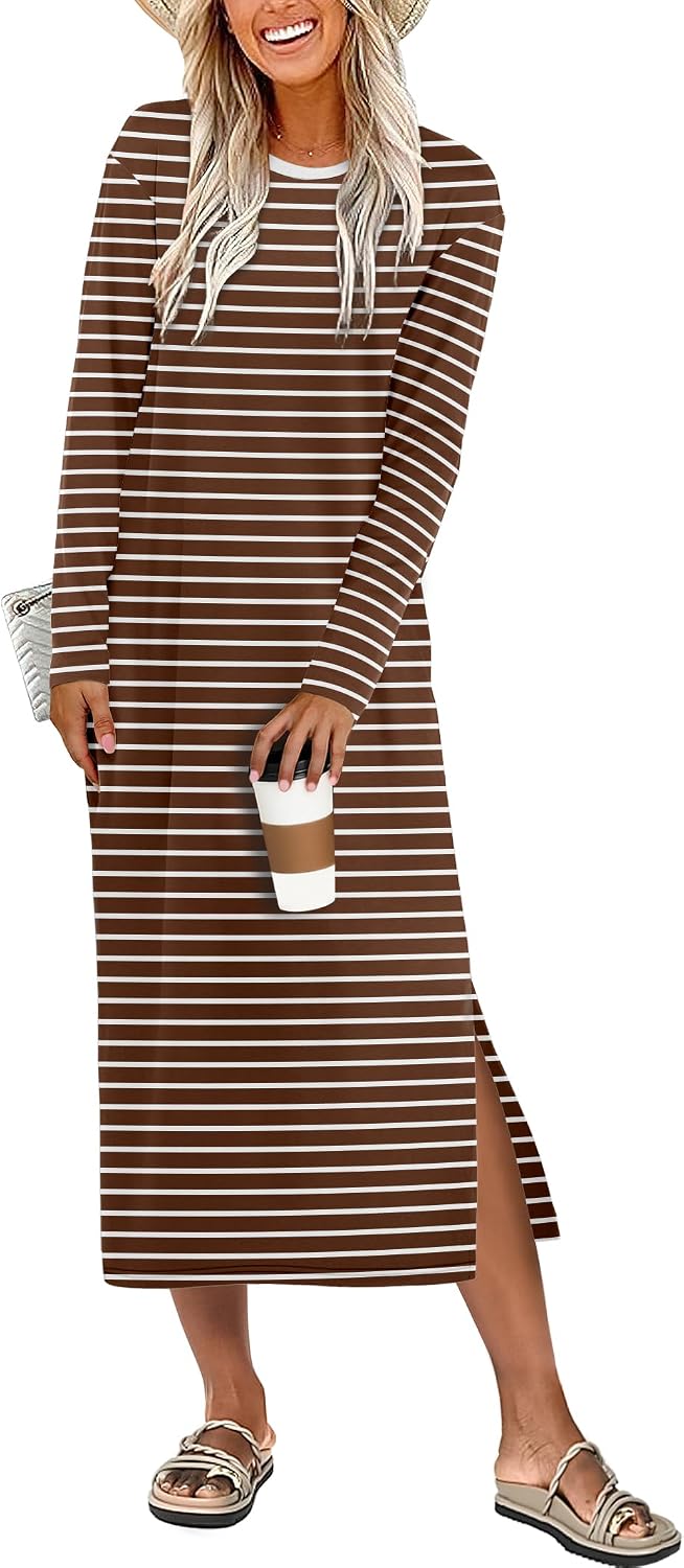 Detalle de ANRABESS Long-Sleeve Midi Dress in Rayon Blend