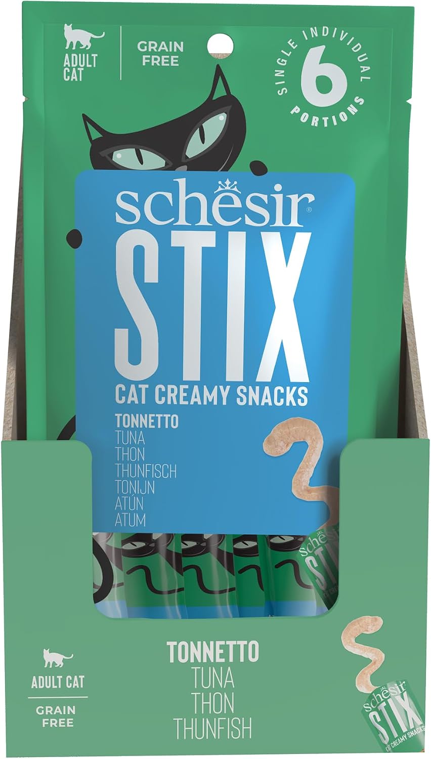 Detalle de Schesir Stix Tonnetto 12x6x15 g – Grain-free Fisch-Aperitif in Mini-Portionen