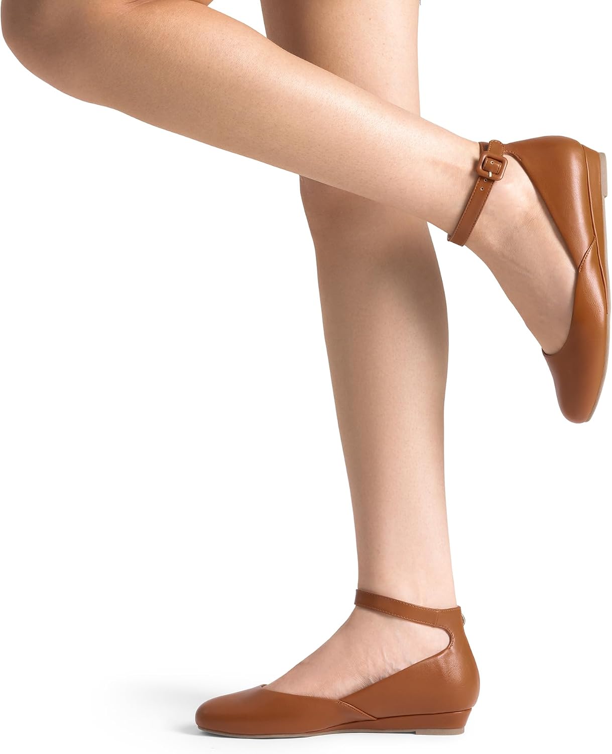 Detalle 2 de DREAM PAIRS Women's Dress Flats Ballet Low Wedge with Ankle Strap