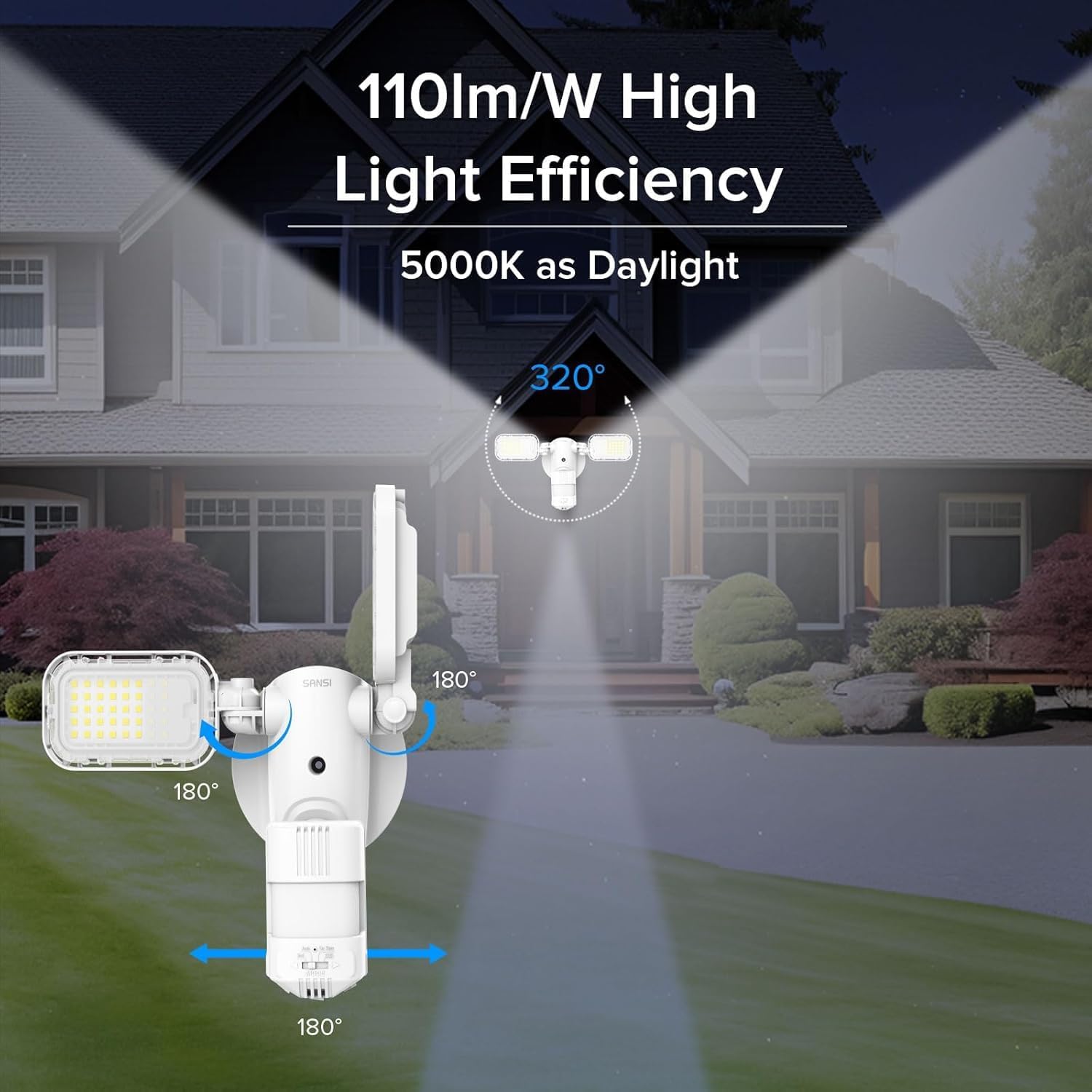 Detalle de SANSI C2440-MW-90W LED Outdoor Floodlight, 10,000 Lumens, Remote, IP65