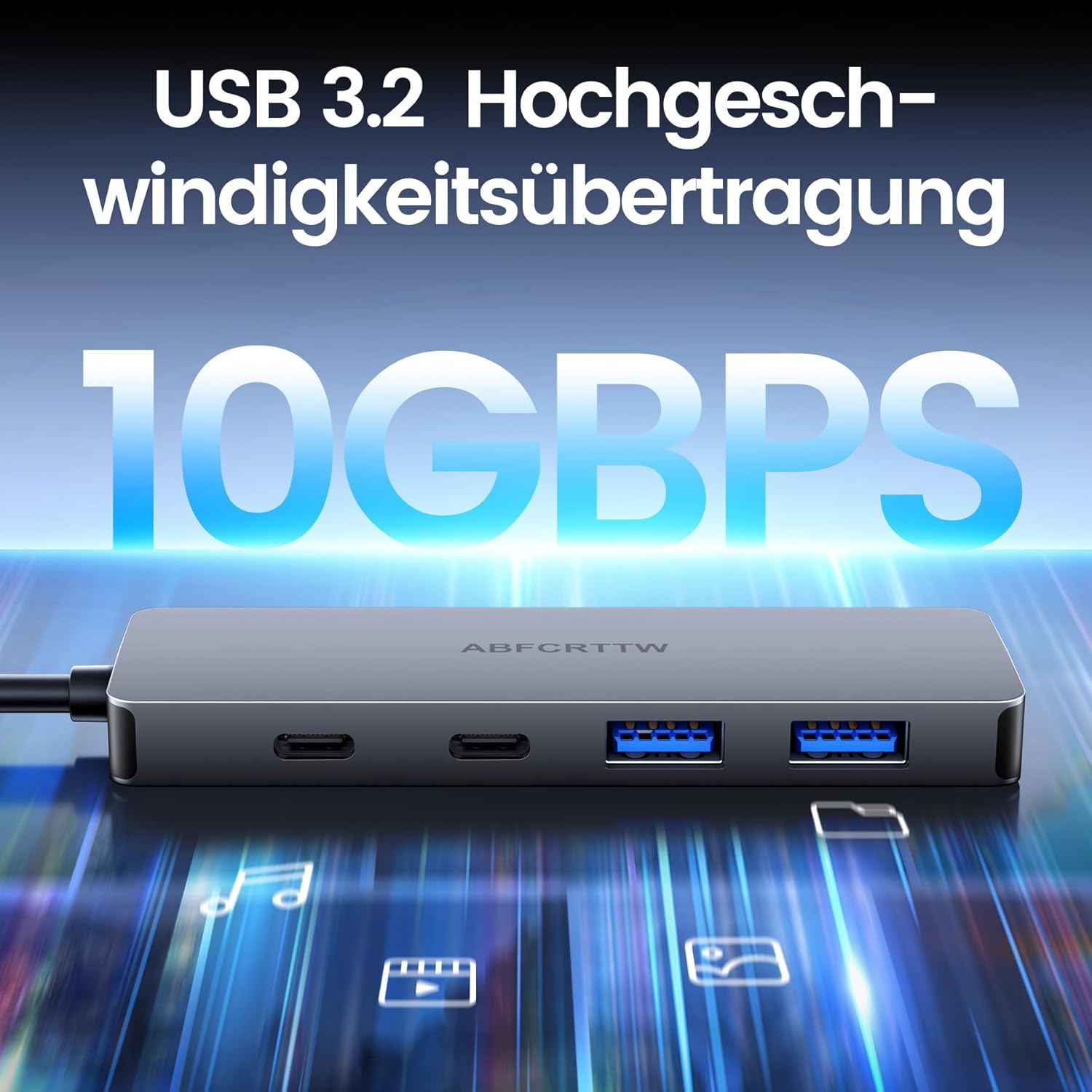 Thumbnail 1 de ABFCRTTW USB C Hub 4-Port: 10 Gbit/s Daten-Splitter für Desktop-Setups