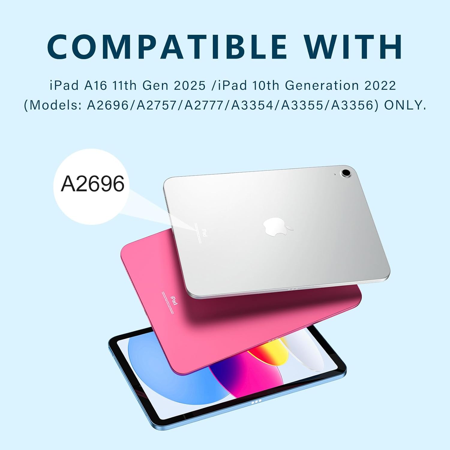 Thumbnail 1 de Vobafe Keyboard Case for A16 11th Gen & iPad 10th Gen (11/10.9-inch) – LightBlue with Detachable Keyboard and Trackpad