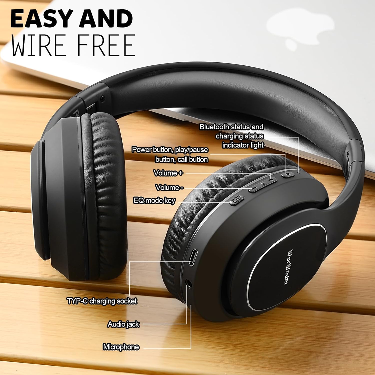 Thumbnail 6 de WorWoder wireless headphones 80hrs comfort