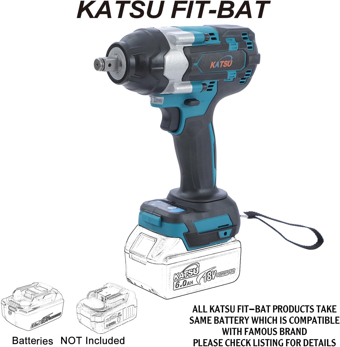 Thumbnail 1 de KATSU FIT-BAT 21V Brushless Cordless Impact Wrench 1/2in 580Nm (Bare Unit)
