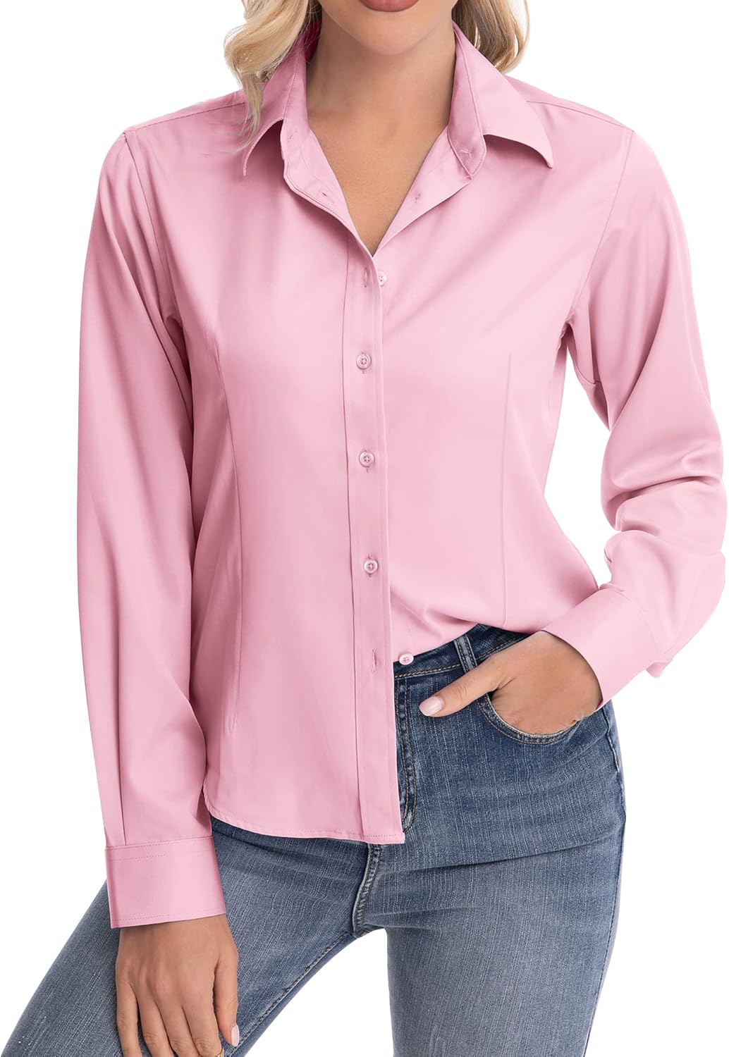 Thumbnail 1 de J.VER Damen-Bluse Casual Business mit Stretch-Anteil, Button-Down-Kragen und Langarm
