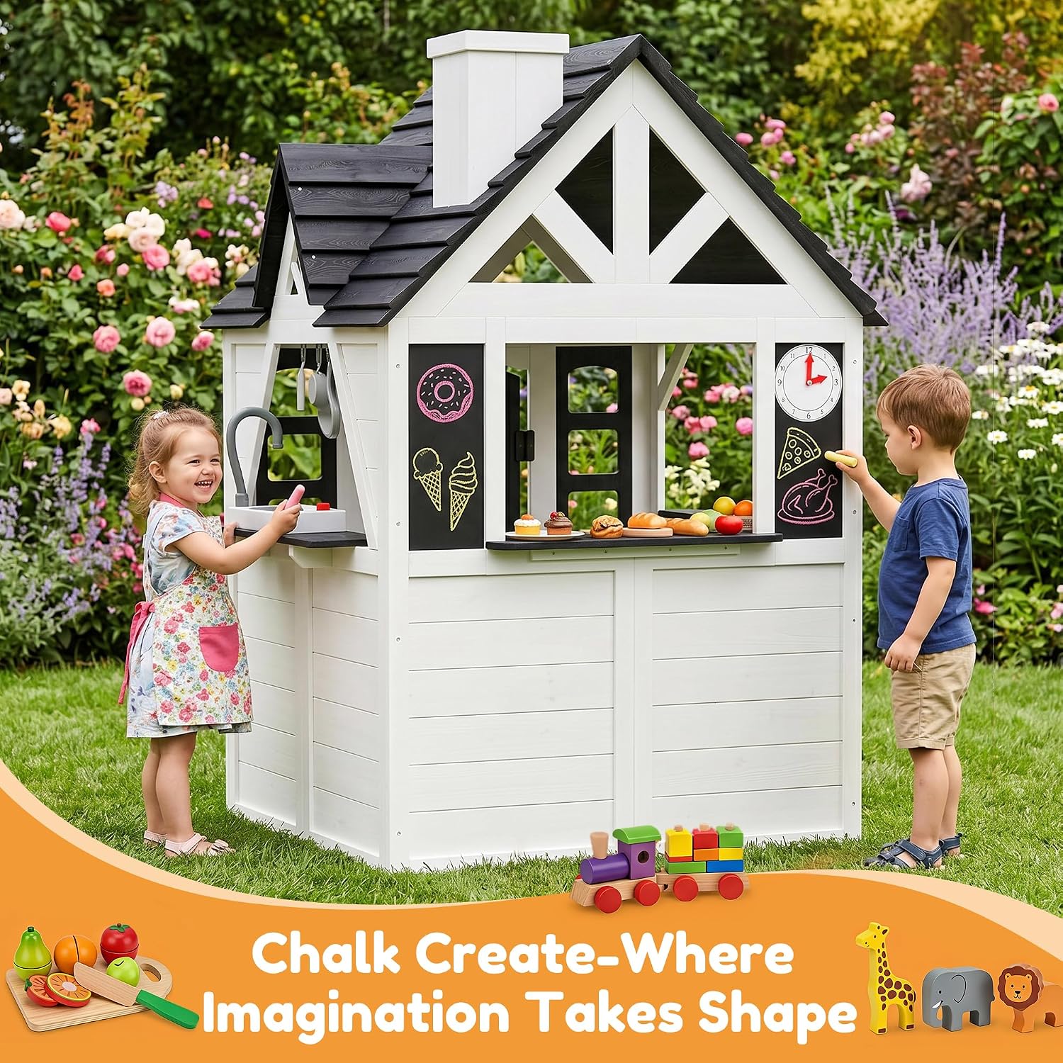 Detalle de Aoxun Kids Wooden Playhouse