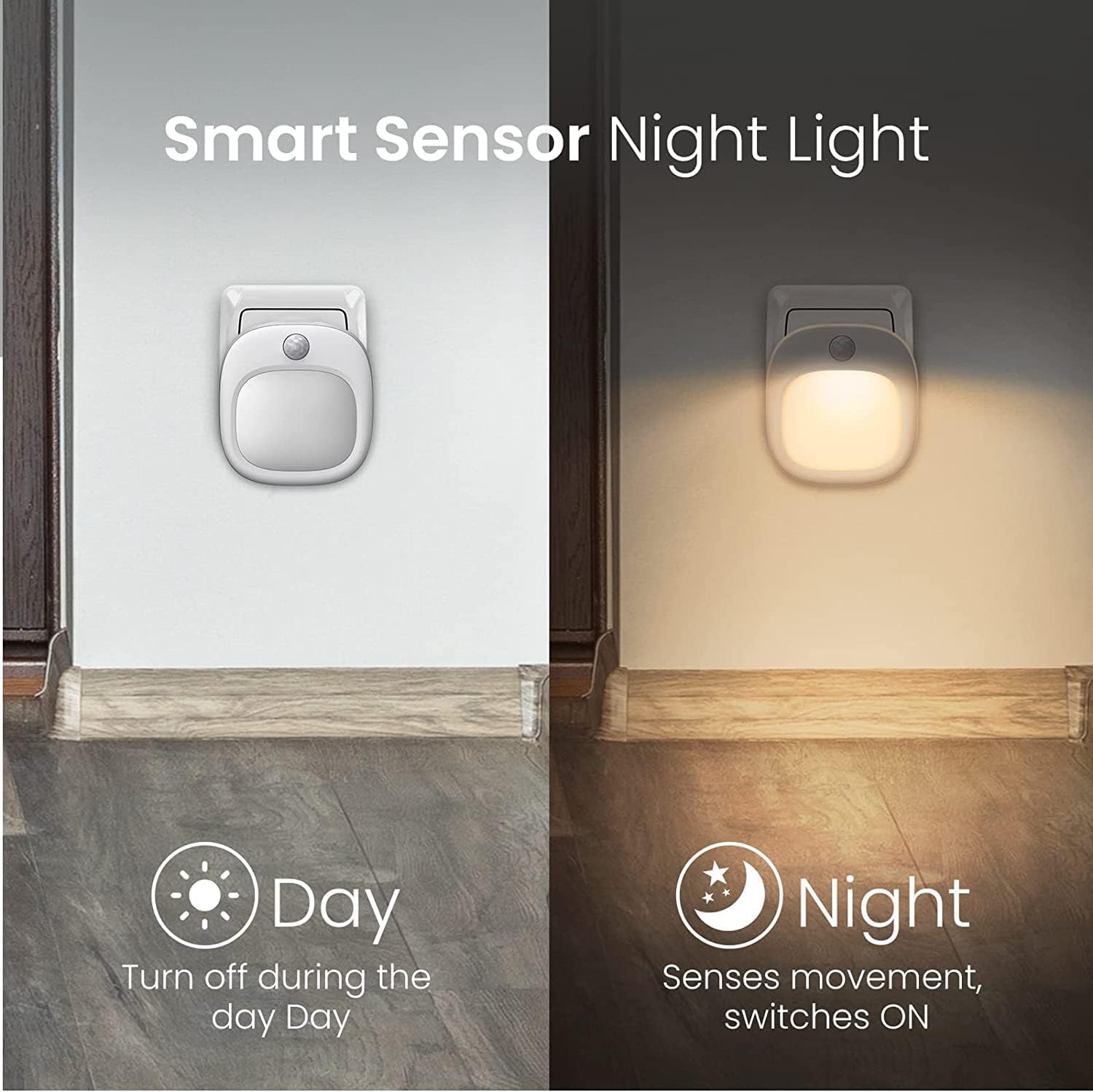 Detalle de Nachtlicht-Steckdose mit Bewegungsmelder (3er-Set) – LED Nachtlichter für Kinderzimmer, Flur & Treppen mit 3 Farbtemperaturen