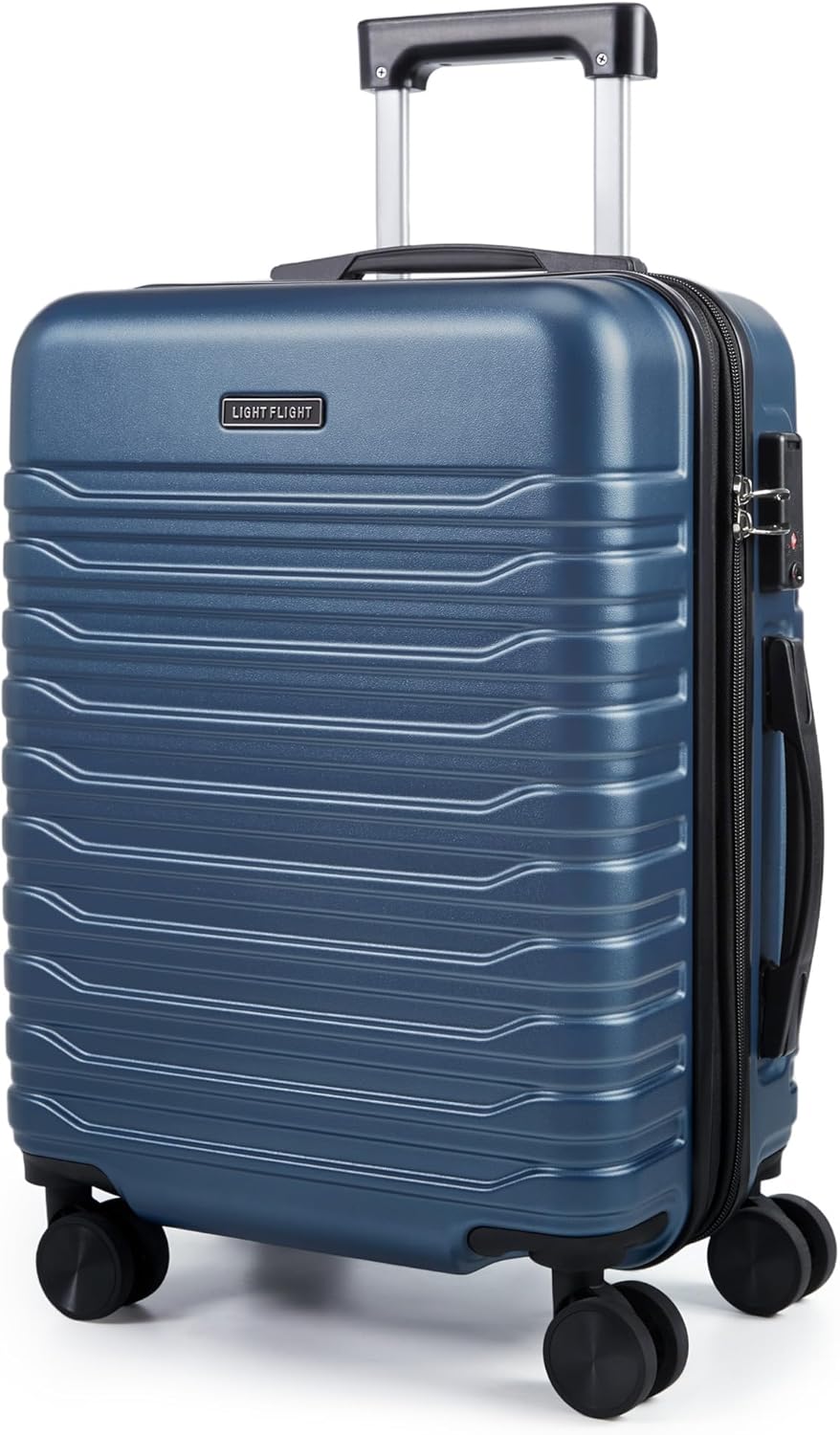 Detalle de LIGHT FLIGHT Expandable Carry On Luggage 22x14x9 – 20-Inch Lightweight ABS Case with TSA Lock