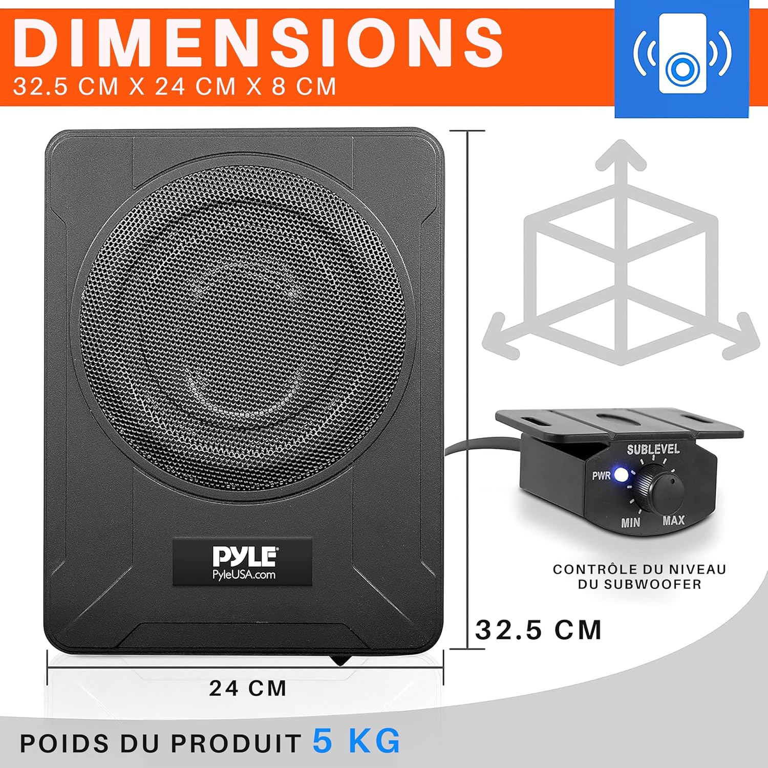 Thumbnail 3 de Pyle Caisson de Basse 20 cm 600 W 📢