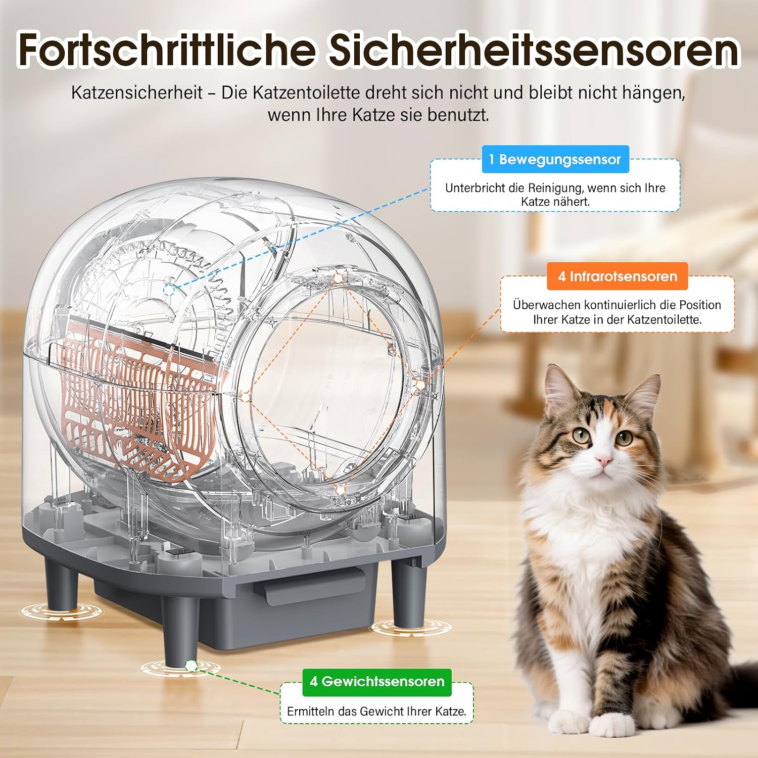 Detalle 1 de RWSRW Automatisches Katzenklo XXL 80 l