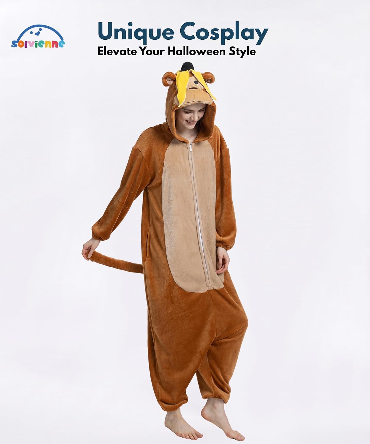 Detalle de Solvienne Adult Onesie Halloween Costume, Plush Zip-Up Pajamas with Pockets