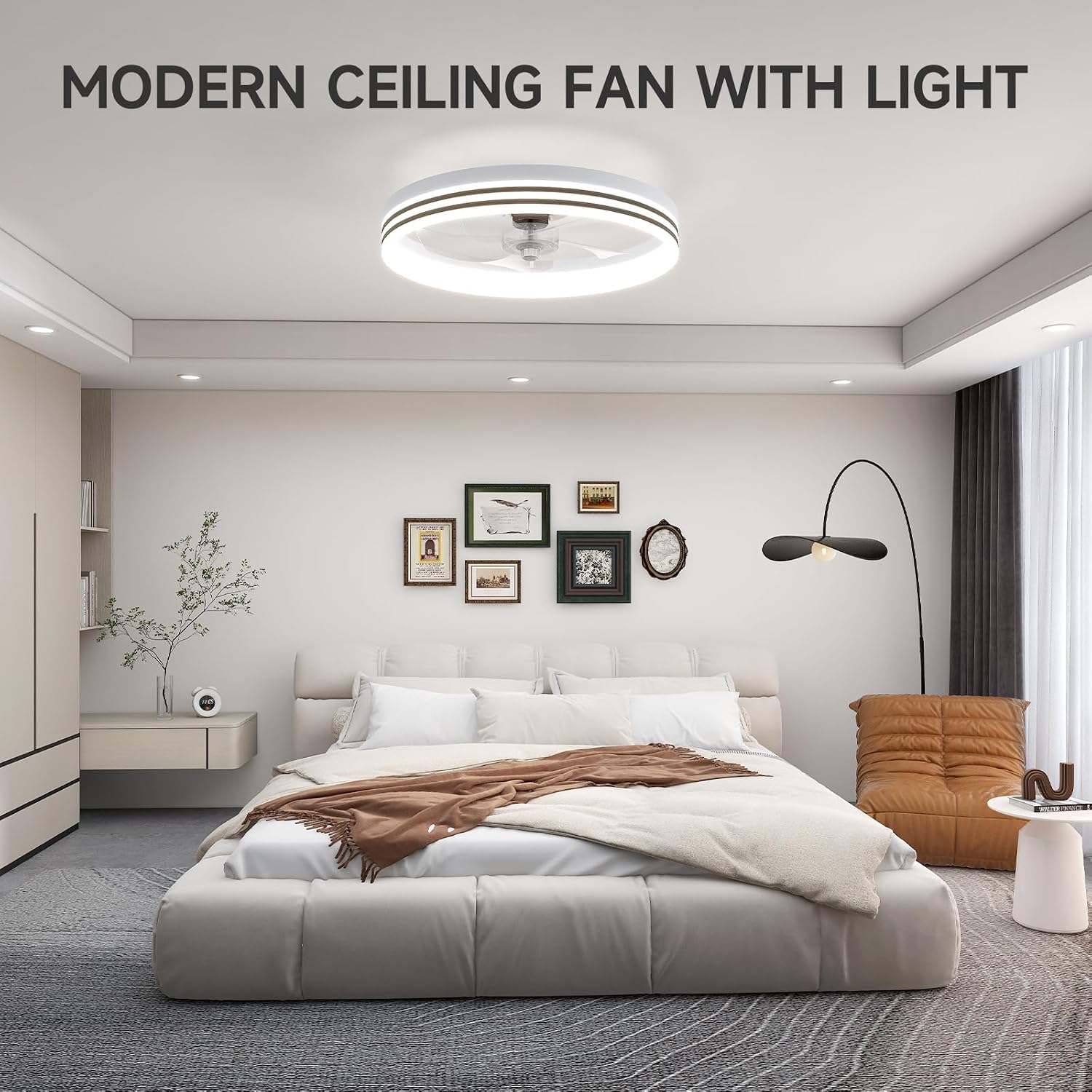 Thumbnail 6 de VOLISUN 21275ZM 19.7-inch Flush-Mount Ceiling Fan with Dimmable LED Light