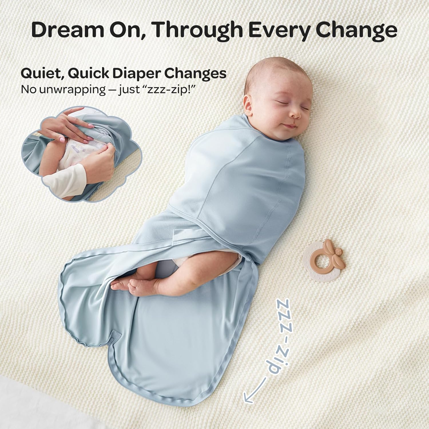 Thumbnail 4 de momcozy Swaddles for Newborns 0-3 Months: Quiet Fastener, 2-Pack in Grey & Blue