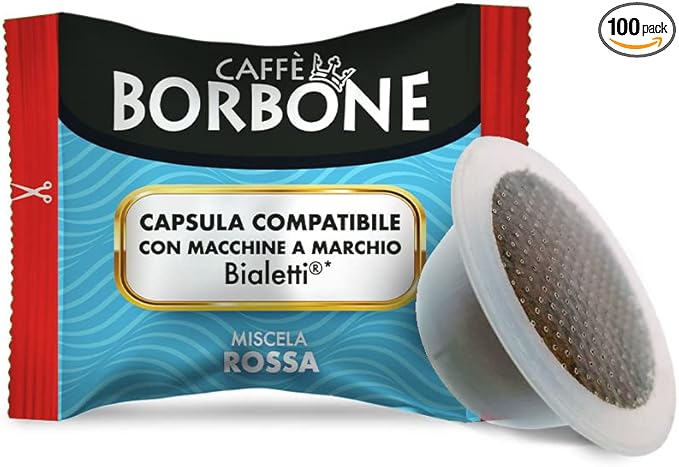Detalle de Caffè Borbone Café Roja 100 Cápsulas ☕ Compatibles Bialetti