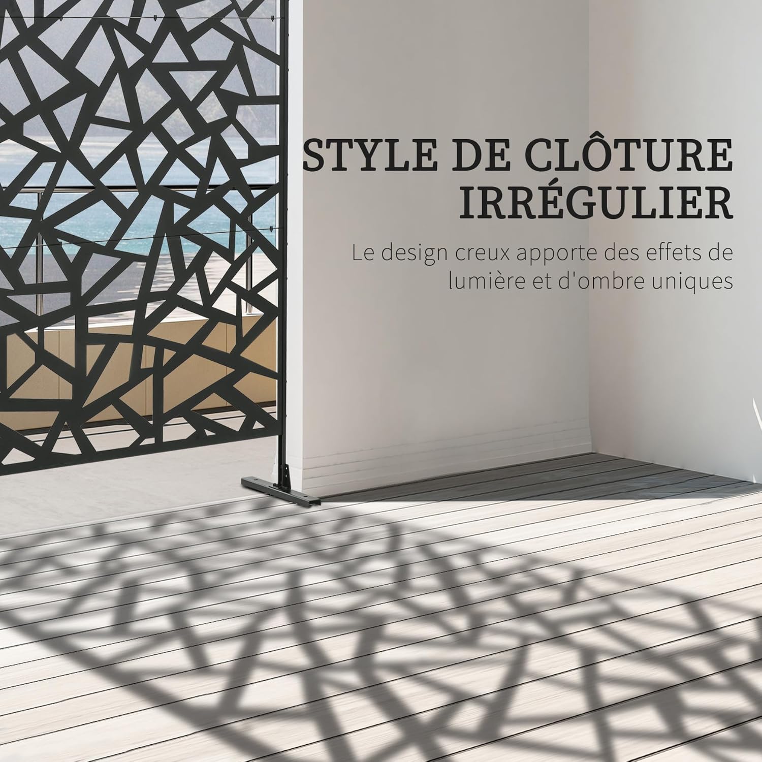 Thumbnail 2 de Outsunny Panneau Brise-Vue Jardin Balcon – 122 x 45 x 198 cm, noir, métal époxy ajouré