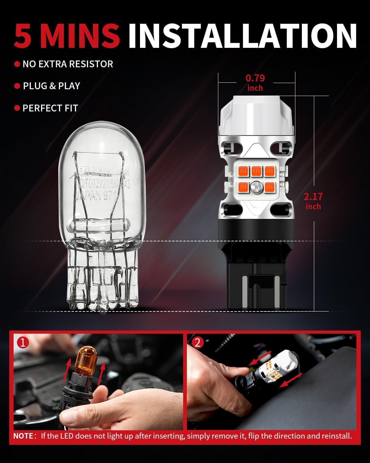 Detalle 2 de LASFIT LED turn signal bulbs 7443