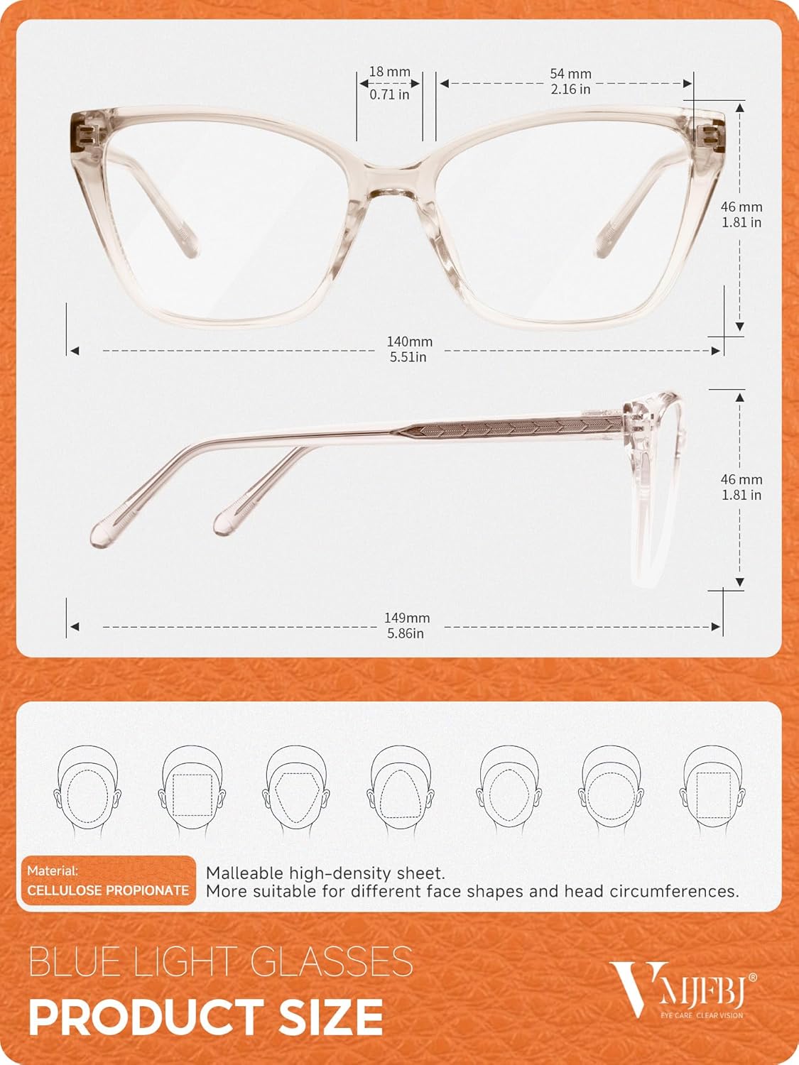 Thumbnail 2 de VMJFBJ Blue Light Glasses for Women – Cat Eye, TR90, Anti-Blue Light Blocking Eyeglasses