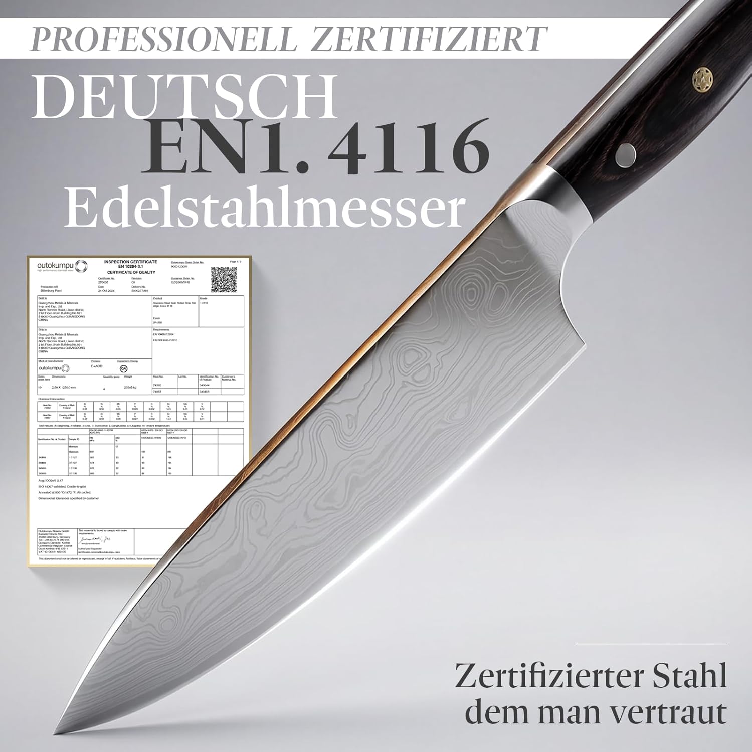 Thumbnail 1 de Küchenmesser Scharf Männer Geschenke Weihnachten – 34 cm Profi-Kochmesser aus deutschem EN1.4116 Stahl