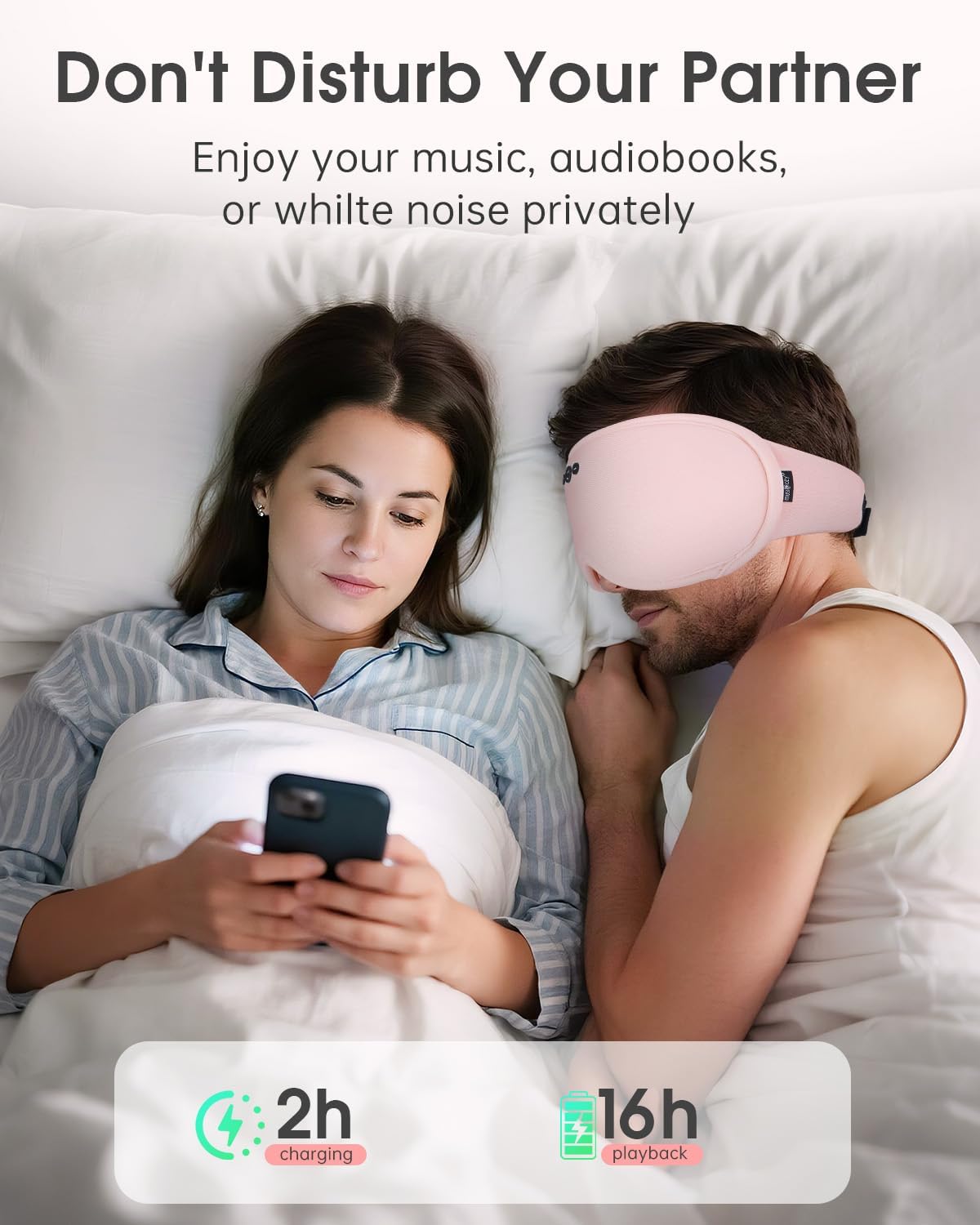 Detalle de MUSICOZY Sleep Mask Headphones (Bluetooth 5.4) with Bamboo Cotton Eye Mask