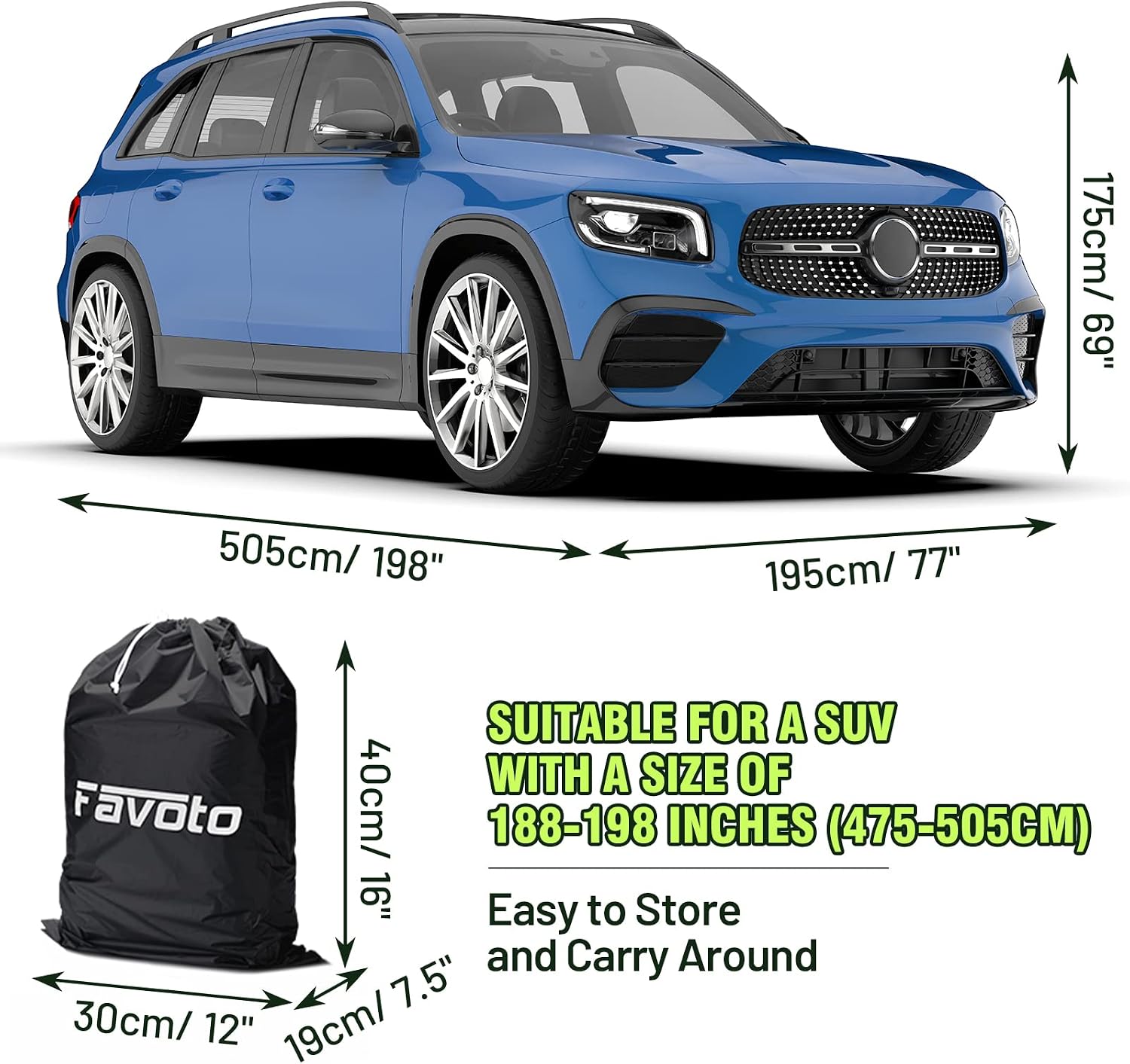 Thumbnail 5 de Favoto SUV Car Cover (188–198 inches): All‑Weather Waterproof Outdoor Cover with Right-Side Zip