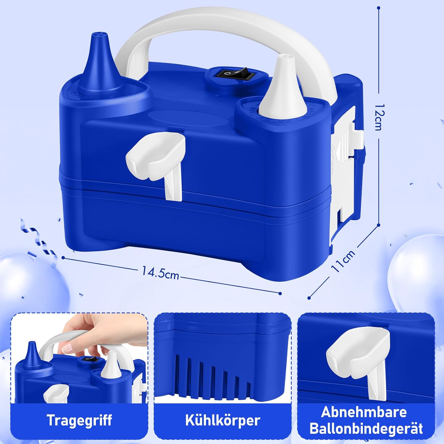 Detalle 2 de HELESIN Inflador de Globos 400 W 🎈