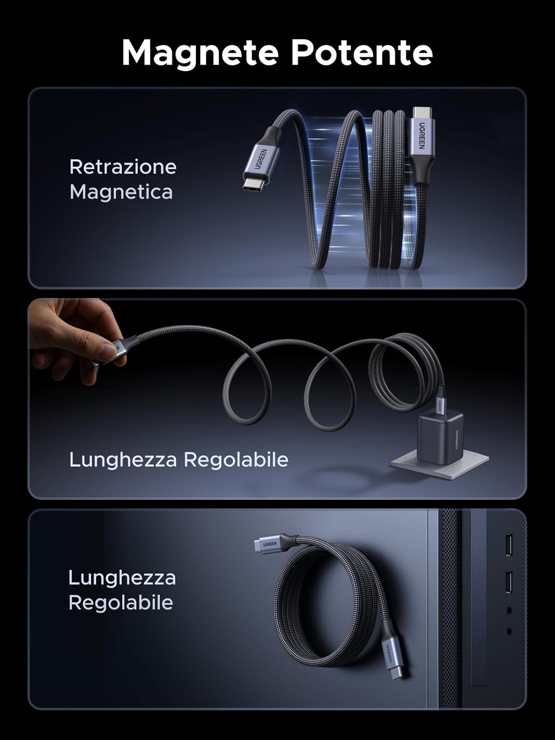 Thumbnail 1 de UGREEN Cavo USB C Magnetico 240W Type C PD3.1 – Ricarica rapida e comodità magnetica