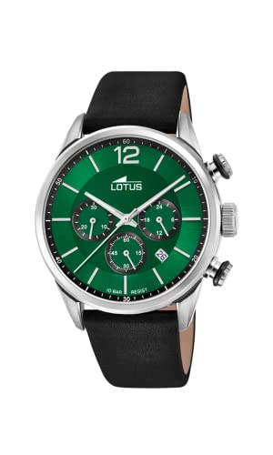 Detalle de Lotus Reloj Hombre Analógico de Cuero Negro