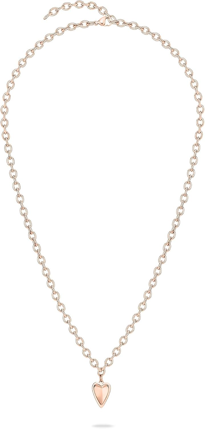 Detalle de LIEBESKIND BERLIN Damen Schmuck mit Herz – Funkelnde Kette aus Edelstahl, Roségold-Option, passend zu Armband und Ohrringen