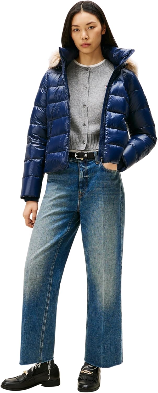 Thumbnail 3 de Tommy Hilfiger Gloss HW Down Slim Jacket W Fur – Piumino da donna in nylon riciclato