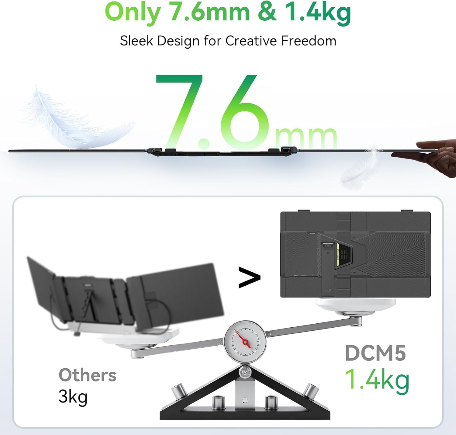 Detalle 2 de Blackview 14" Laptop Screen Extender (Triple Screen) – Portable FHD Monitor with USB-C Plug & Play