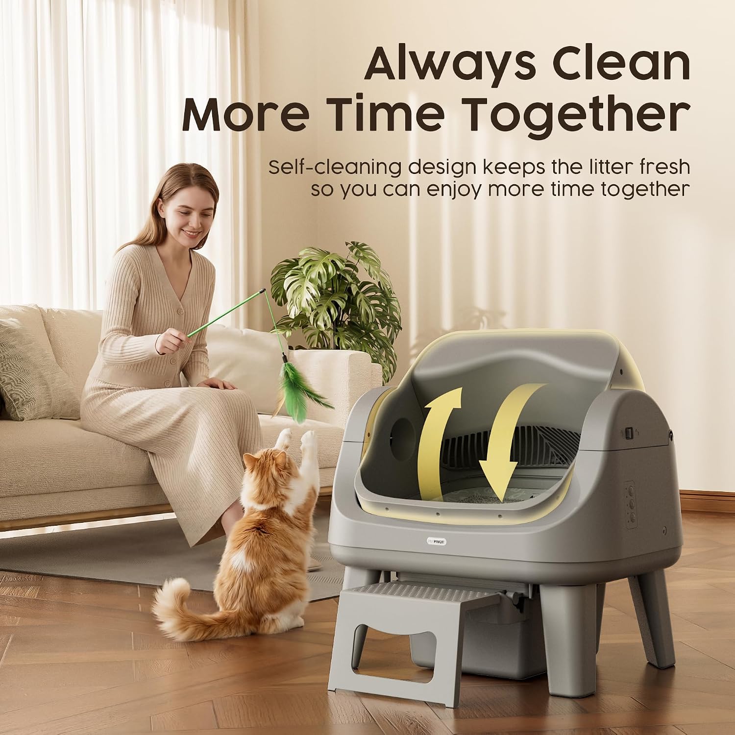 Detalle 2 de PetPivot Automatic Cat Litter Box, Dark Grey