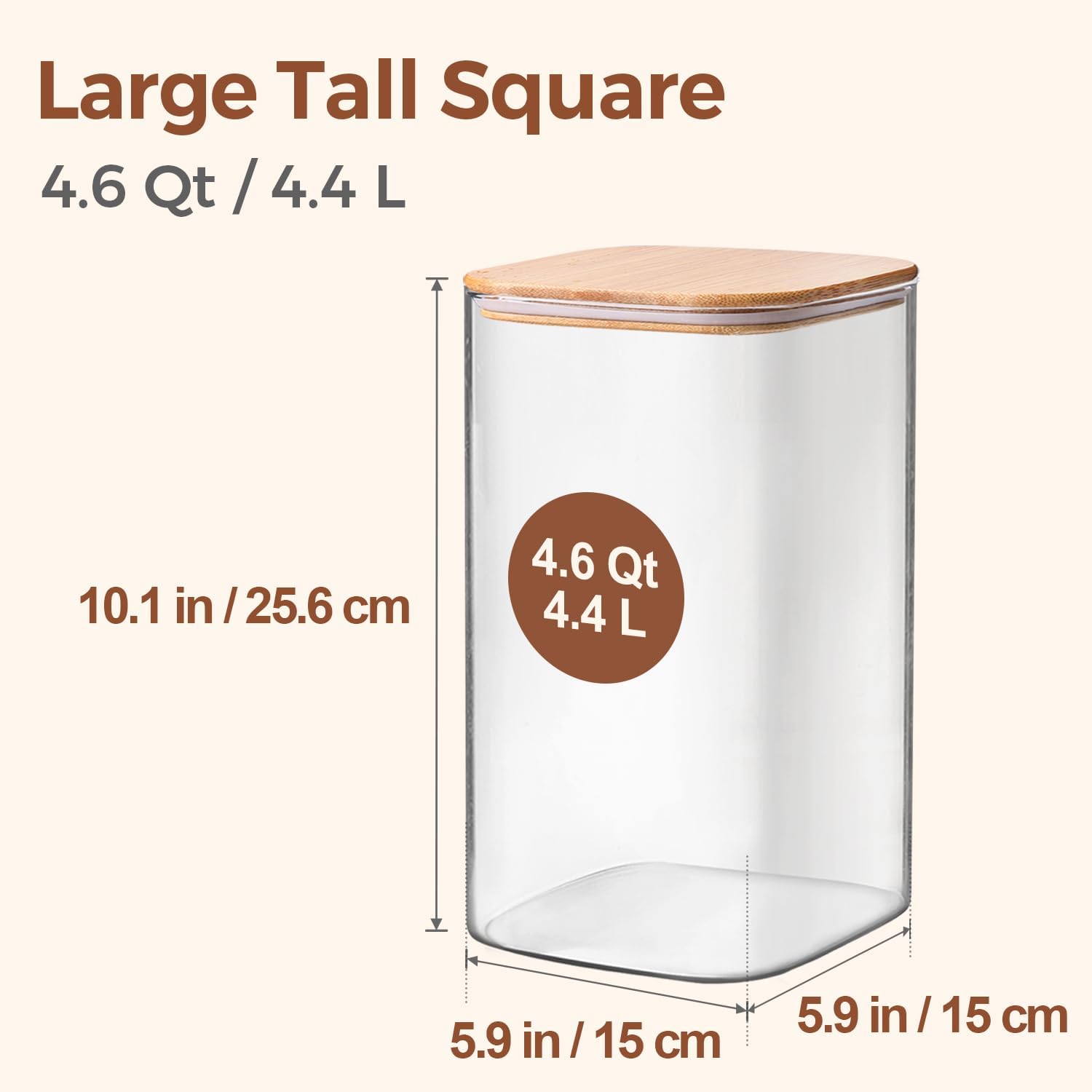 Detalle 2 de ComSaf 4.4 L Glass Storage Jars, 2 Pack with Bamboo Lids