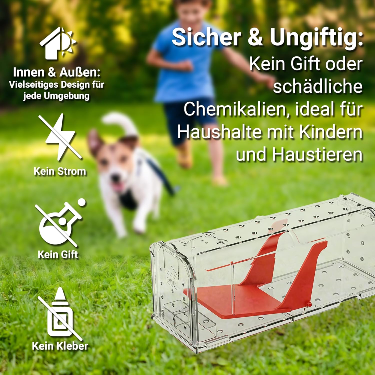 Detalle de Roshield 2 x Mausefalle Lebend – Humane, wiederverwendbare Fallen für Innen und Außen