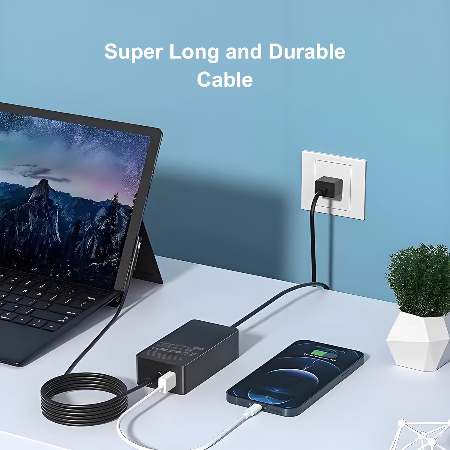 Thumbnail 5 de 65W Surface Charger for Microsoft Surface Pro 10/9/8/7 and Surface Laptop Series – Ehao